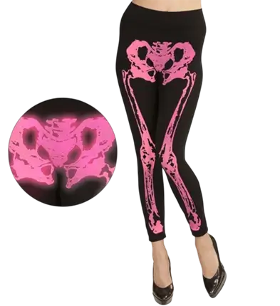 Pink fluorescent skeleton leggings size S/M