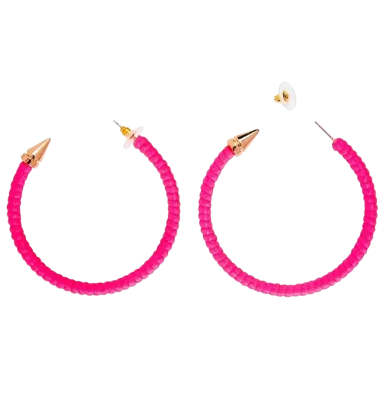 Fluorescent pink hoop earrings