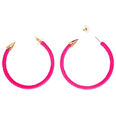 Fluorescent pink hoop earrings