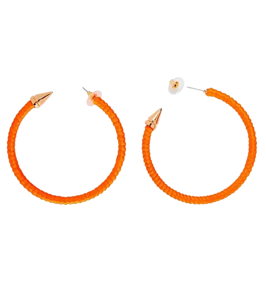 Fluorescent orange hoop earrings