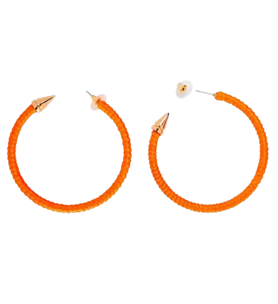 Fluorescent orange hoop earrings