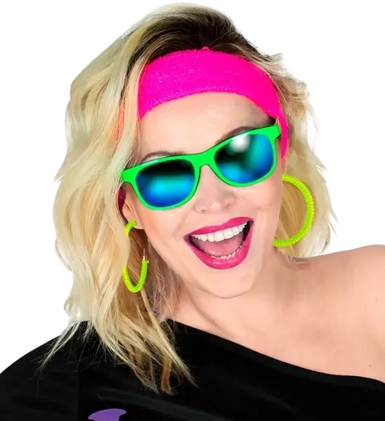 Green fluorescent hoop earrings