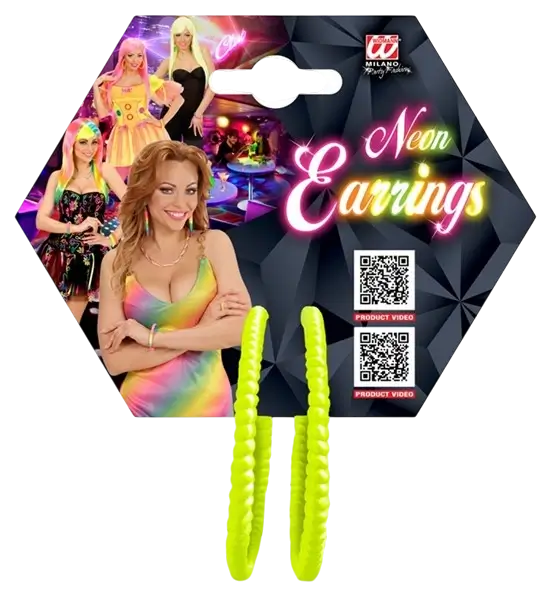 Yellow fluorescent hoop earrings