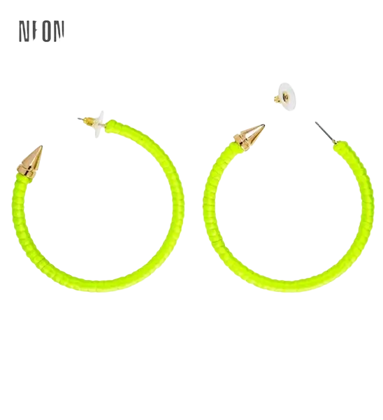 Yellow fluorescent hoop earrings
