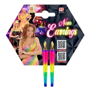 Pair of earrings, neon multicoloured swirl cone