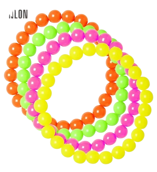 Set of 4 fluorescent pearl bracelets
