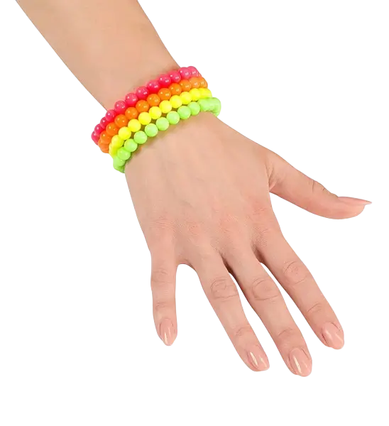Set of 4 fluorescent pearl bracelets
