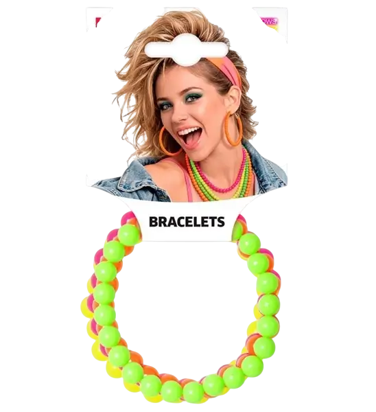 Set of 4 fluorescent pearl bracelets