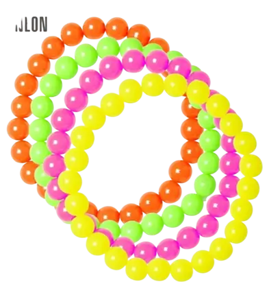 Set of 4 fluorescent pearl bracelets