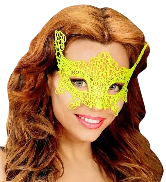 Neon yellow wolf mask in lace