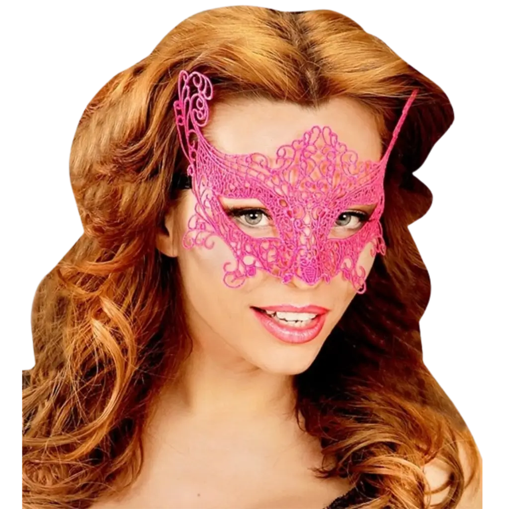 Neon pink lace wolf mask
