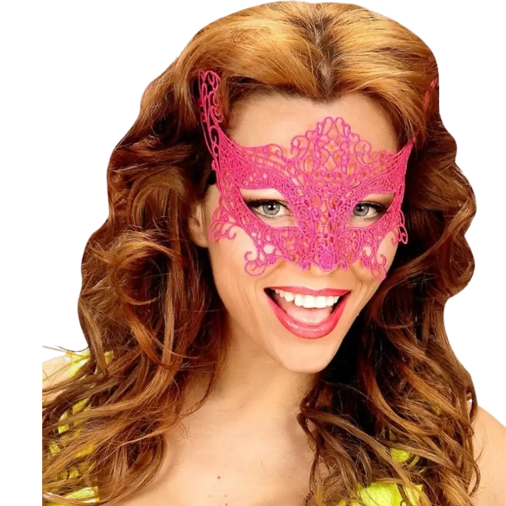 Neon pink lace wolf mask