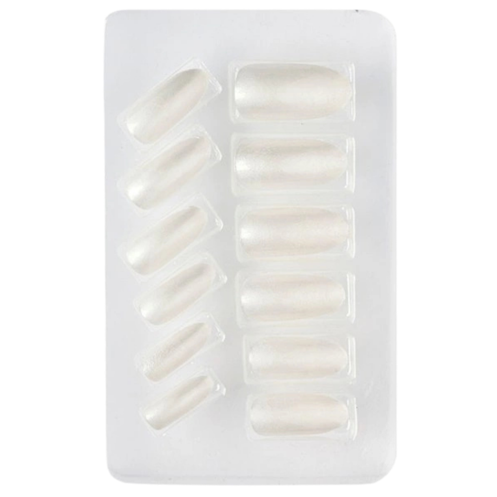 White Fluorescent Fake Nails - Set of 12