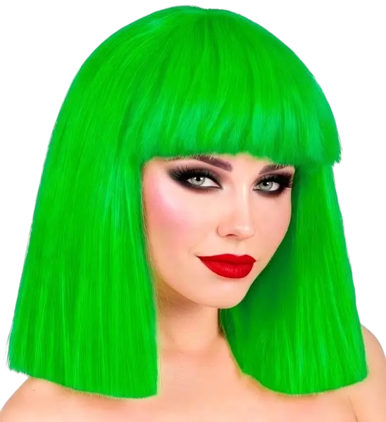 Fluorescent green wig with fringe
