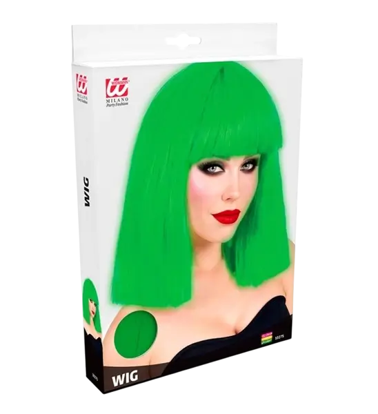 Fluorescent green wig with fringe