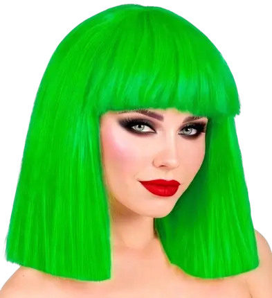 Fluorescent green wig with fringe