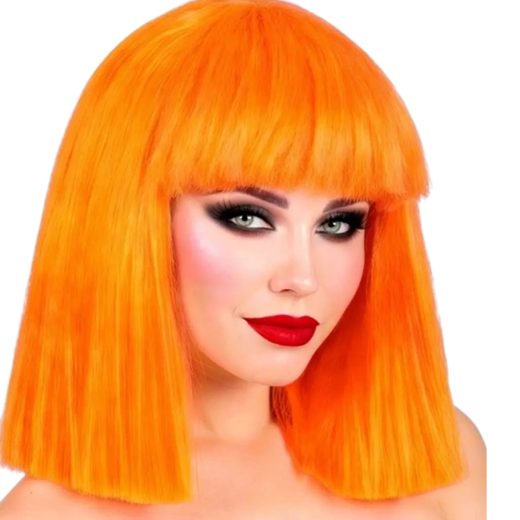 Fluorescent orange showgirl wig