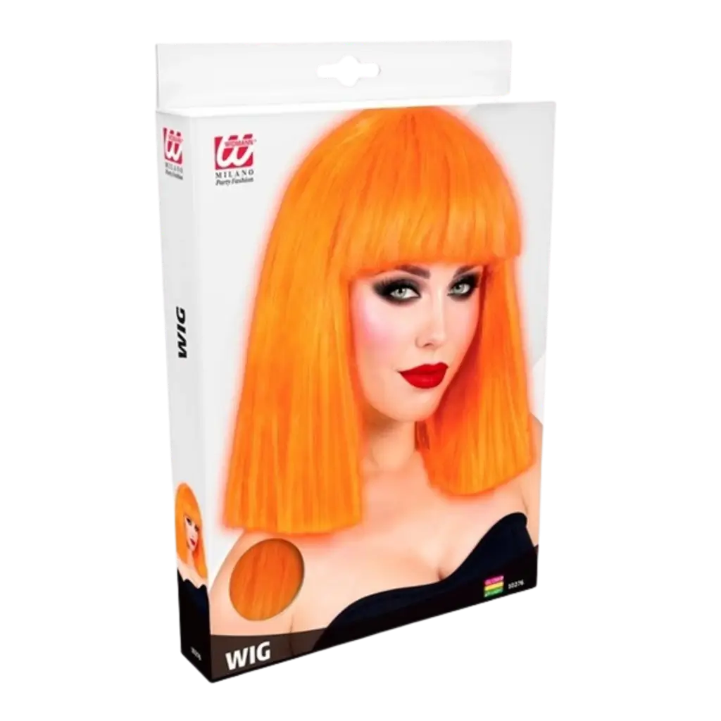Fluorescent orange showgirl wig