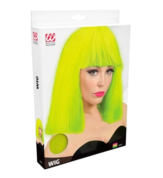 Fluorescent yellow wig with fringe