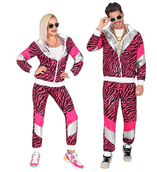 Pink and black fluorescent tracksuit disguise - S
