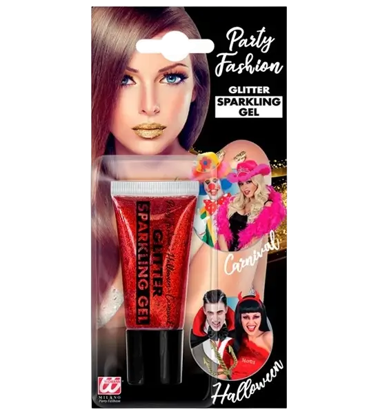 Red body and face glitter gel