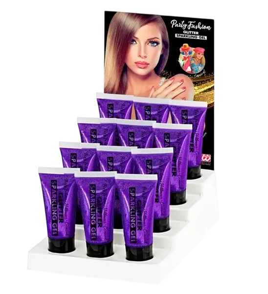 Violet glitter body and face gel