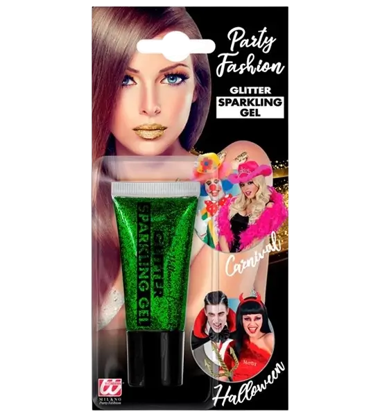 Green glitter body and face gel