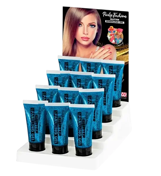 Blue glitter body and face gel
