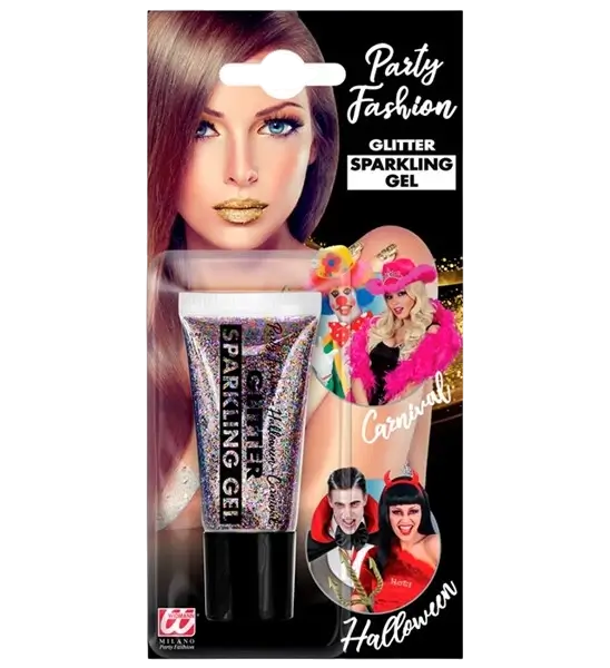 Multicoloured glitter body and face gel