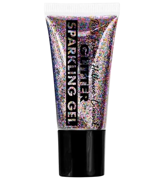 Multicoloured glitter body and face gel