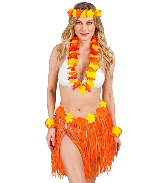 Orange Hawaiian fancy dress kit