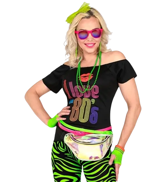 80s costume accessories set in neon green