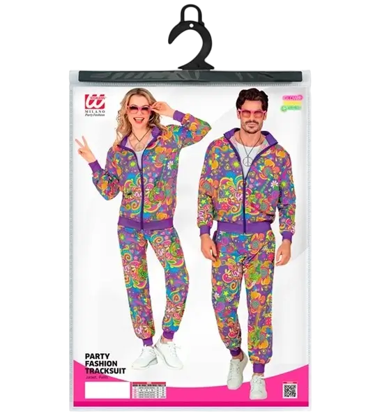 Fluorescent flower power hippie jumpsuit - S