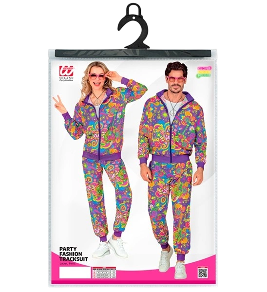 Fluorescent flower power hippie jumpsuit - M