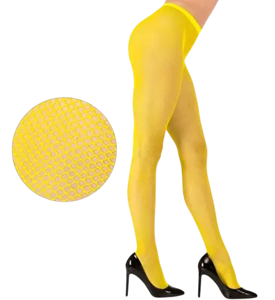 Yellow fluorescent fishnet tights
