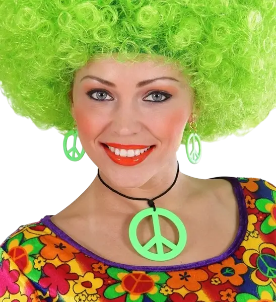 Fluorescent green hippie earrings & necklace