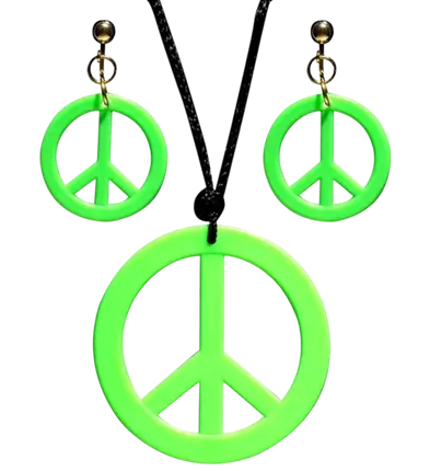 Fluorescent green hippie earrings & necklace