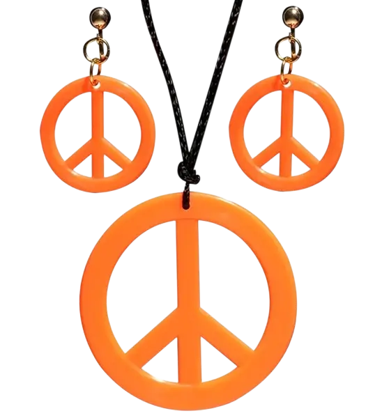Fluorescent orange hippie earrings & necklace