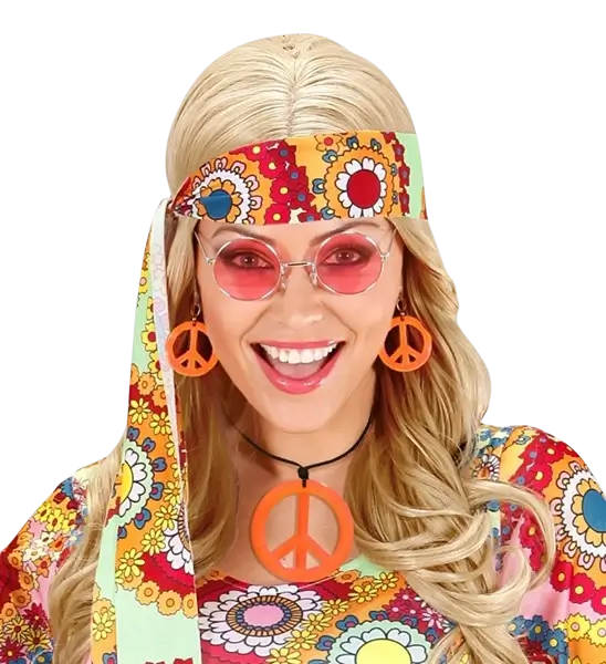 Fluorescent orange hippie earrings & necklace