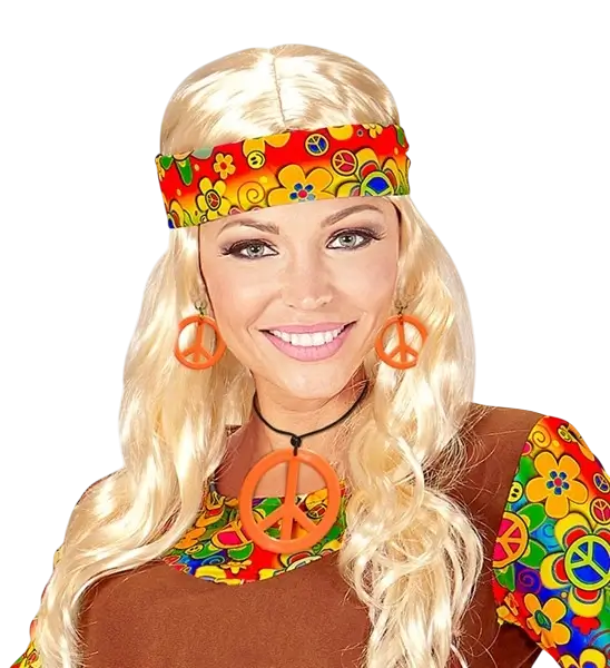 Fluorescent orange hippie earrings & necklace