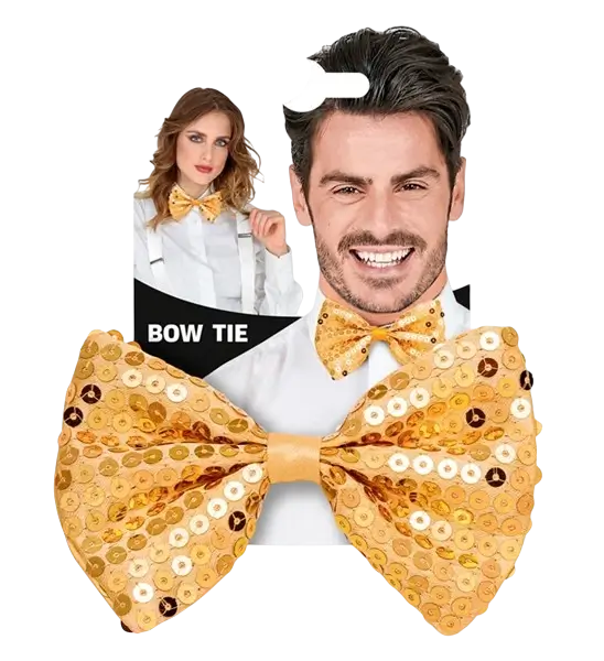 Gold sequin bow tie