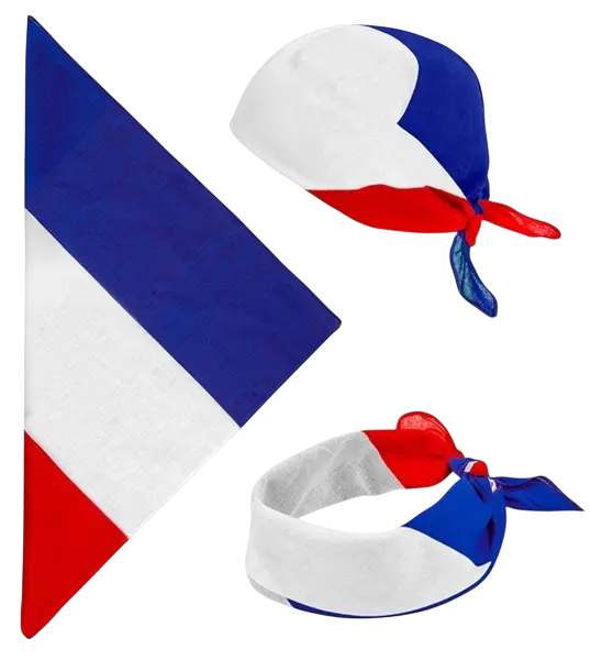 Bandana France 55 cm in cotton - Supporter and fancy dress