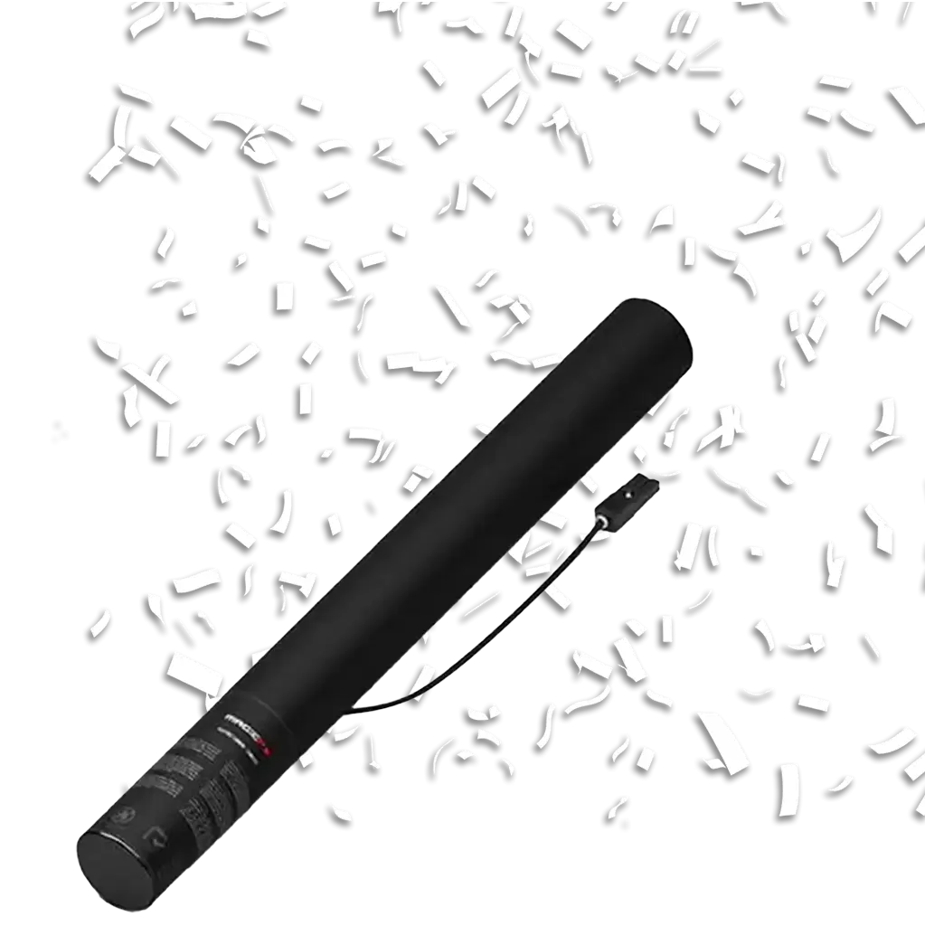 Set of 6 white electric confetti cannons, 50 cm