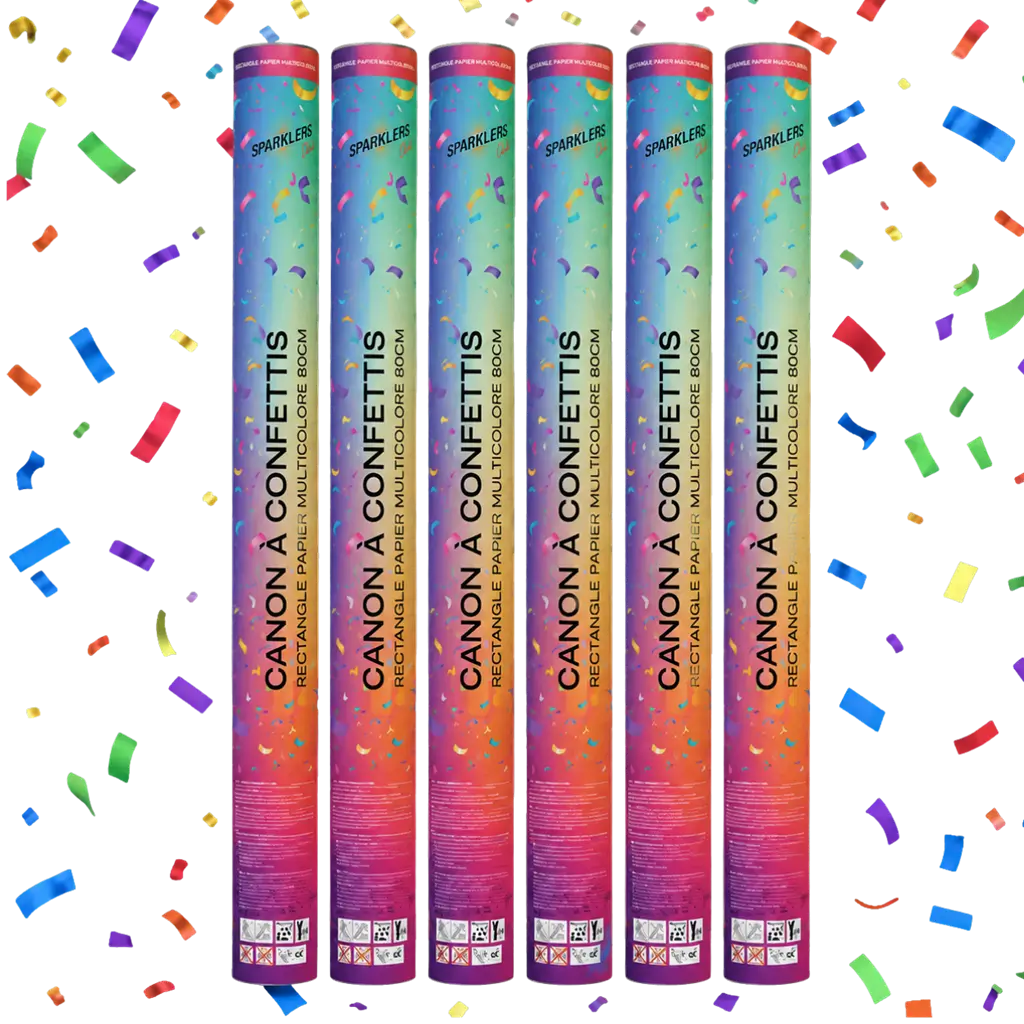 Set of 6 Multicoloured 80 cm Confetti Cannons