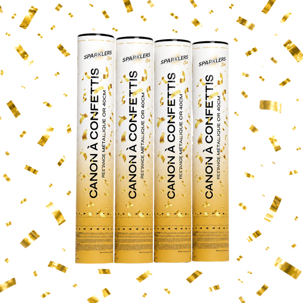 Set of 4 40cm gold confetti cannons