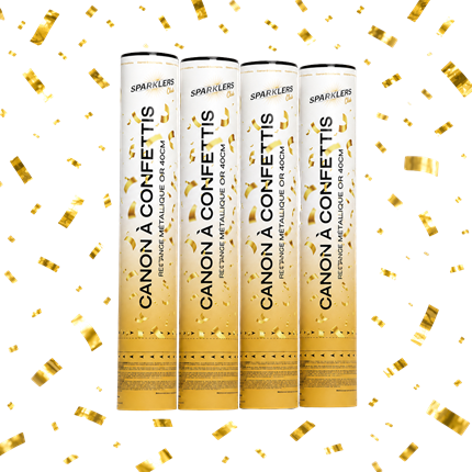 Set of 4 40cm gold confetti cannons