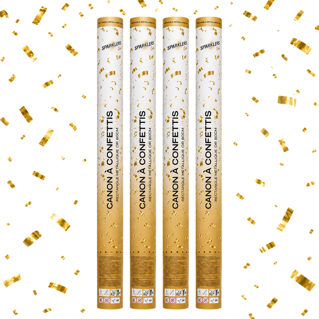 Set of 4 80 cm Gold Confetti Cannons