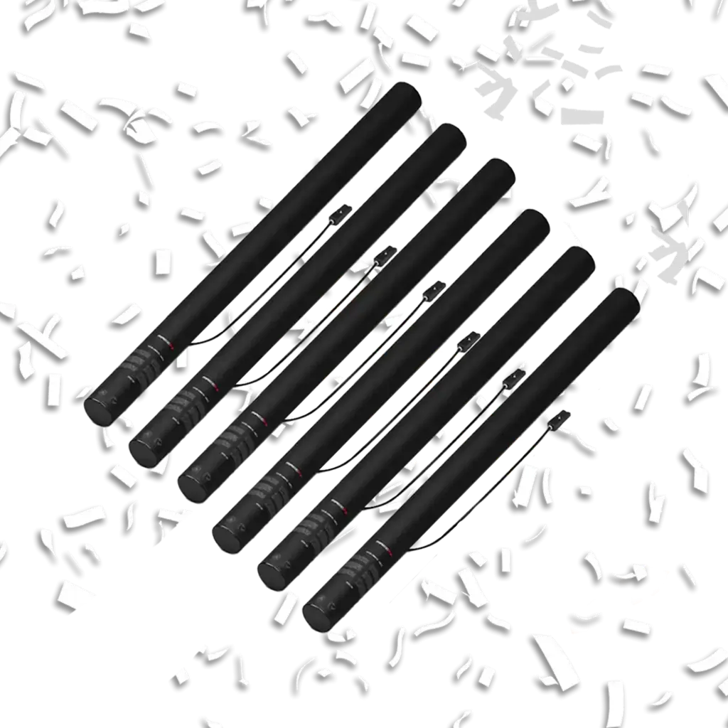Set of 6 electric confetti cannons, 80cm – White