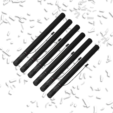 Set of 6 electric confetti cannons, 80cm – White