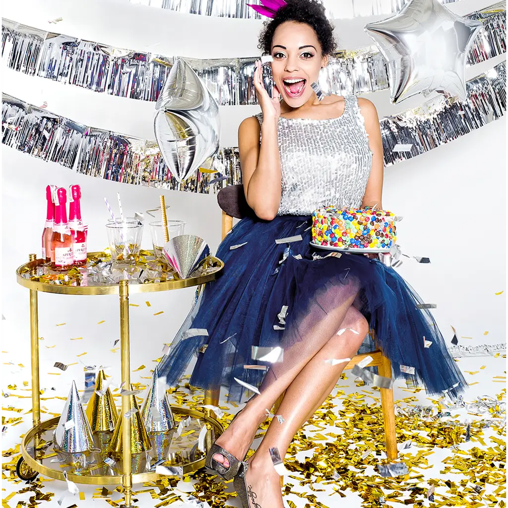 Set of 2 80 cm Silver Confetti Cannons